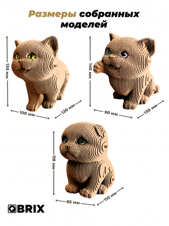 3D-конструктор Три котика + глазки