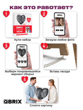Картина нитями Сердечко