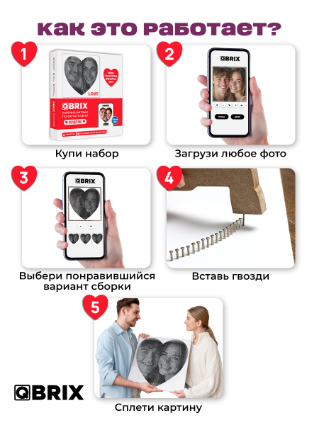 Картина нитями Сердечко